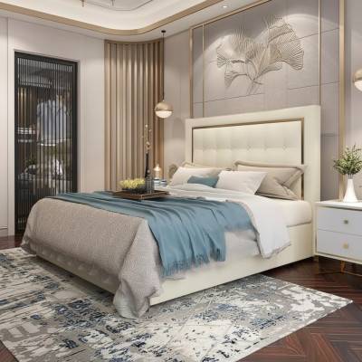Gulta audums dizains luksusa divguļamā gulta viesnīcas bāra 180x200cm guļamistabā metāls