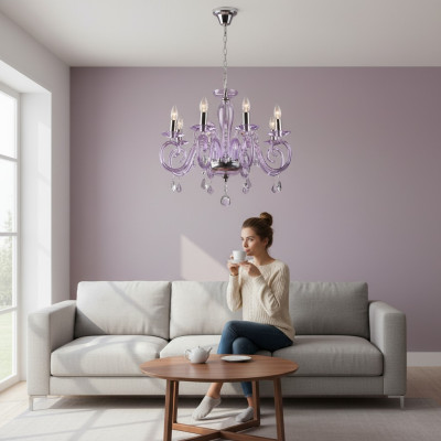 Bohēmija Moderna Gaisma Griestu Gaisma Lustrs Kristāla Lilakrāsa Lampa Lustrs