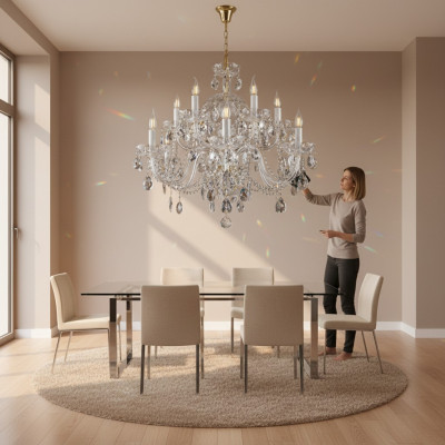 Bohēmijas lustes kristāla kronšķis lampa gaismai griestu lampa uz karājus.
