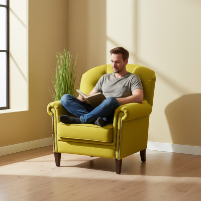 Austiņu krēsls Krēsls Televīzijas krēsls Polster Sofa 1 Sitzer Atpūtas Chesterfield