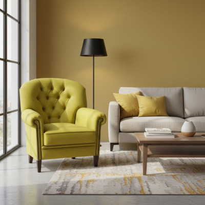 Austiņu krēsls Krēsls Televīzijas krēsls Polster Sofa 1 Sitzer Atpūtas Chesterfield