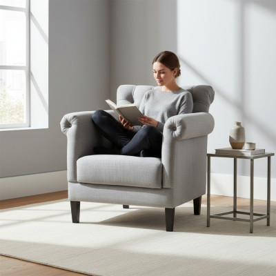 Krēsla Kluba Mājā Dizaina Krēsls Polster Sofa 1 Sēdvietu Atpūtas Televizors Pelēkā krāsā