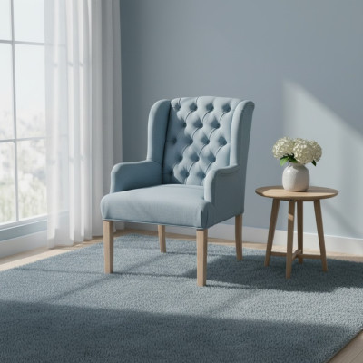 Chesterfield ēdamzāles komplekts ar diviem krēsliem ar polstermateriālu.