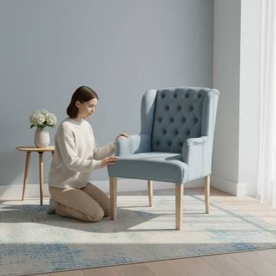 Mūsdienīgs krēslu komplekts dizaineris x10 ar polsterētu Chesterfield krēslu koka karkasu.