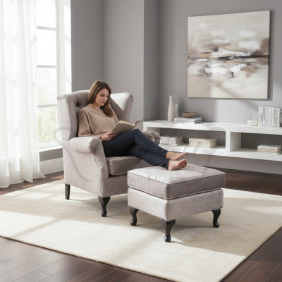Hokera gaiši beige dizaina luksusa hokera polsteris apdarei audumi relaksējošs papildu dīvāns