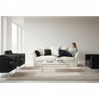 Klasiskā dizaina dīvāns Pamatne Sofa Trīsvietīgs auduma dīvāns Sofas 3 Sēdvietas