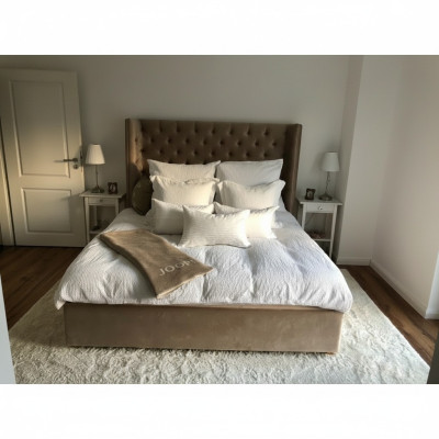 Chesterfield gulta pārklāta divu viesu guļamistabas gulta 140x200cm brūns jauns