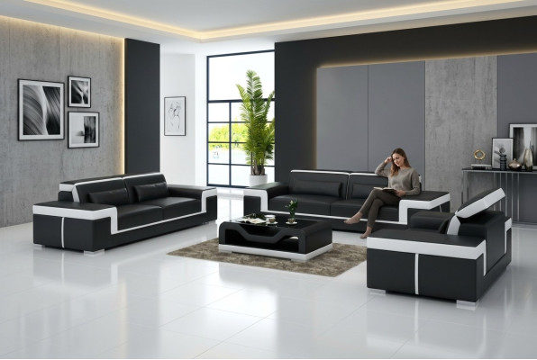Dizaina dīvāns Polster Sofas ādas moderns dīvānu komplektā 3+1 vietas Jauna