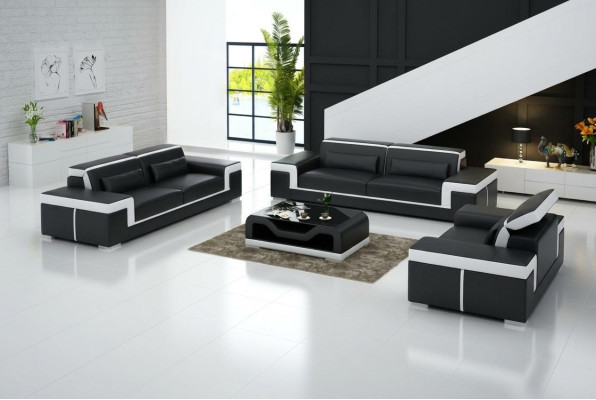 Dizaina dīvāns Polster Sofas ādas moderns dīvānu komplektā 3+1 vietas Jauna