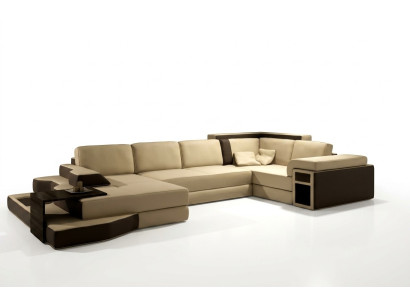 XXL Dizaina Liels Sofa +USB Stūra dīvāns Dīvāns Wohlandschaft U Forma Āda Tekstils Stūris