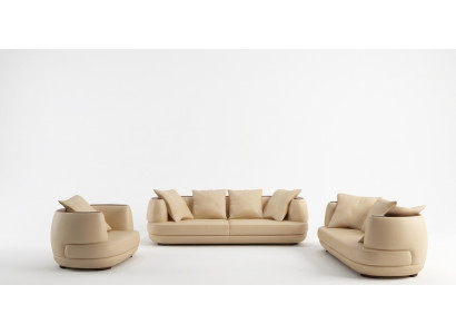 Sofasets + USB Luksusa dizainera dīvāns Polster 3+2+1 ādas dīvāns Sēdvieta beige JAUNS