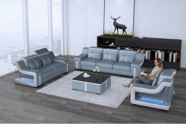 Dizaina Multifunkcionālā ģērbtuve Relax Sofa ādas pārklājuma dīvāns Trīs vietas 3-in-1 jauns