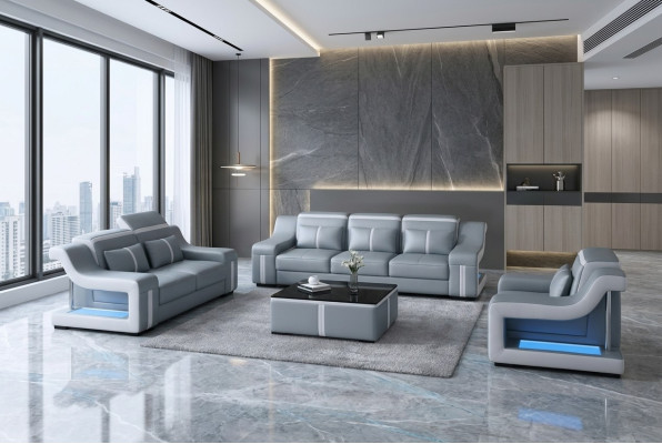 Dizaina Multifunkcionālā ģērbtuve Relax Sofa ādas pārklājuma dīvāns Trīs vietas 3-in-1 jauns