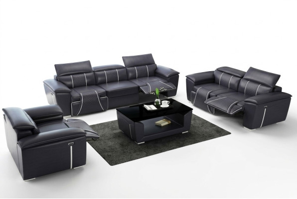 Sofa komplekts ar 3+3 mēbelēm no mēbelēm ar ādas dizainu, komplektā iekļautas 2 daļas.