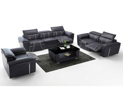 Sofa komplekts ar 3+3 mēbelēm no mēbelēm ar ādas dizainu, komplektā iekļautas 2 daļas.