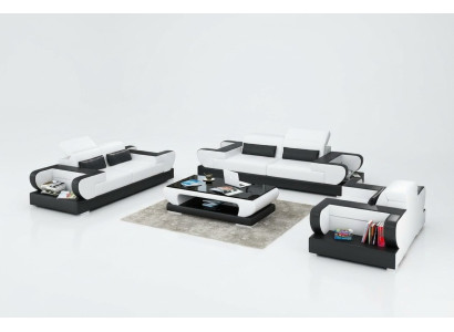 Ādas dīvāns, ar gultas mehānismu, 3+2+1 sēdvietas komplekts dizaina modernais dīvāns ar USB.