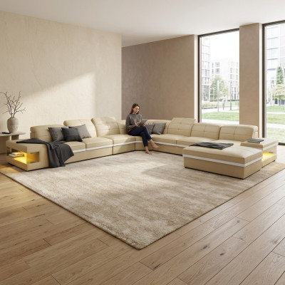 Mūsdienīga koka komoda sideboard komodes dzīvojamā istabas skapis 107cm XXL zemas plaukti