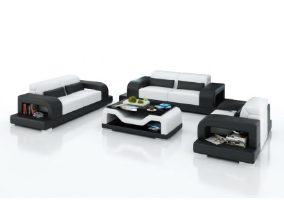 Ādas dīvāns Dīvāns Dzīvojamā istaba 3+2+1 sēdvietas komplekts Moderns dizains dīvāns ar USB