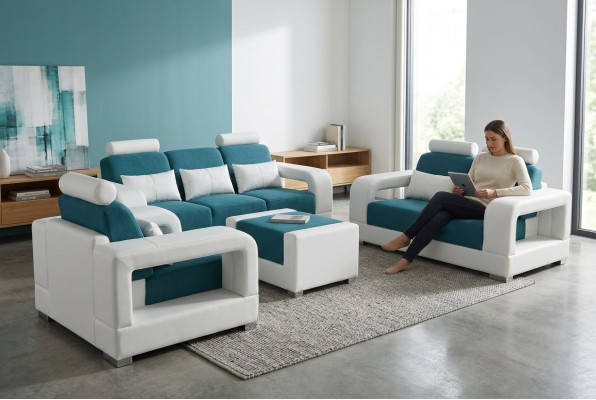 Dīvāns gulta Polster Wohnlandschaft Sitz Möbel Set Garnitur 3+2+1 Sofas ar USB