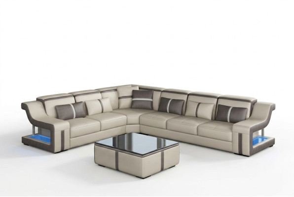 Sofa ar USB LED polsterētu, dīvāns, ainavas mēbeles, sēdekļa stūra dīvāns L formā, jauns.