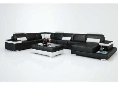 Dzīvojamā zona Dīvāns Pārsēta Stūra dizainera ādas dīvāns Big Sofa ar USB