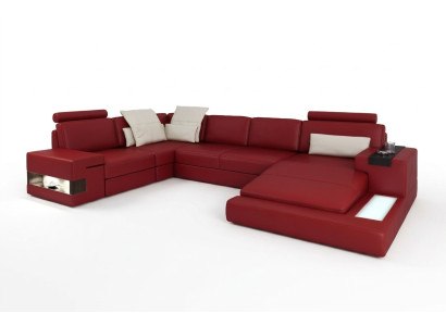 Stūra dīvāns ar USB un LED dzīvojamā istaba dīvāns Polster Couch Garnitur U formātā āda