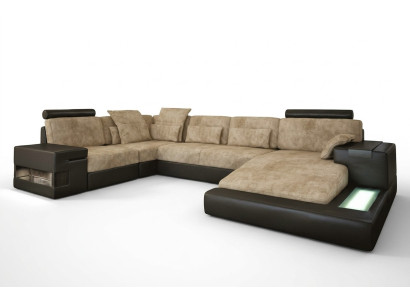 Stūra dīvāns dīvāns dzīvojamais telpa forma polster Couch ādas dīvāns audums āda USB + LED