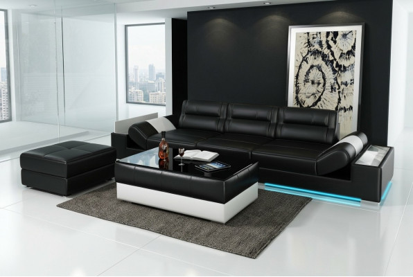 XXL Lielā gulta Lounge Club 3+3 Vieta Multifunkcionāla Sofa Dīvāns + USB + LED