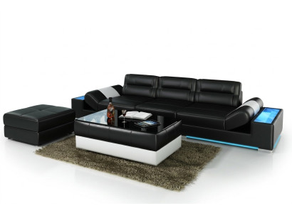 XXL Lielā gulta Lounge Club 3+3 Vieta Multifunkcionāla Sofa Dīvāns + USB + LED