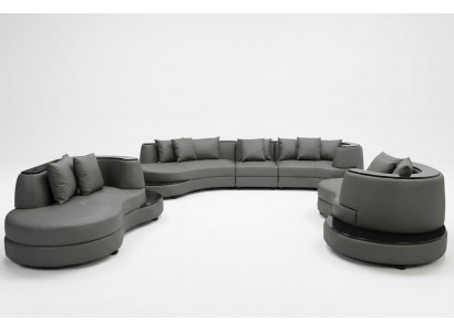 Luksusa dzīvojamais stūrs ar ādas apdari ainavas polsterētu stūri XXL liela sofa U formas + USB