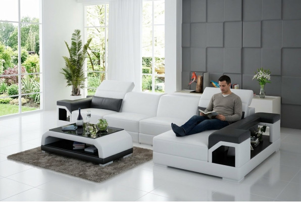 Dīvāngarnitūra Moderns sofa Stūrzona sēdvietas Dzīvojamās telpas iekārtojums USB-ledusskapīšu iestatīšana