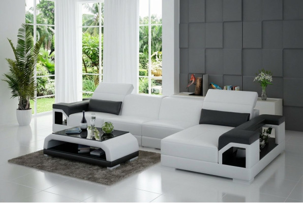 Dīvāngarnitūra Moderns sofa Stūrzona sēdvietas Dzīvojamās telpas iekārtojums USB-ledusskapīšu iestatīšana