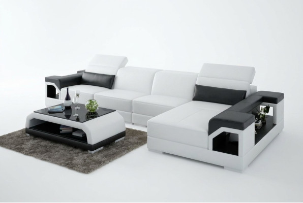 Dīvāngarnitūra Moderns sofa Stūrzona sēdvietas Dzīvojamās telpas iekārtojums USB-ledusskapīšu iestatīšana