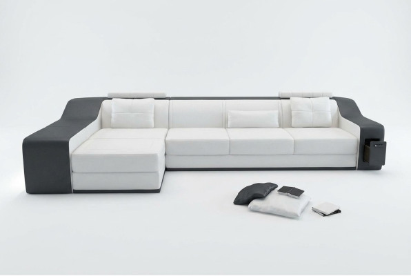 Ādas dīvāns ar USB savienojumu dzīvojamās istabas stūra dīvāns stūra garnitūra Moderns dizains Sofa B2017B