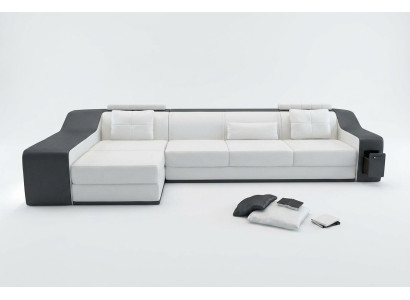 Ādas dīvāns ar USB savienojumu dzīvojamās istabas stūra dīvāns stūra garnitūra Moderns dizains Sofa B2017B