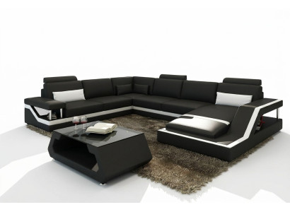 Dizainera stūra dīvāns dzīvojamai istabai Big Modern Leather Sofa + USB Patentēts JAUNUMS