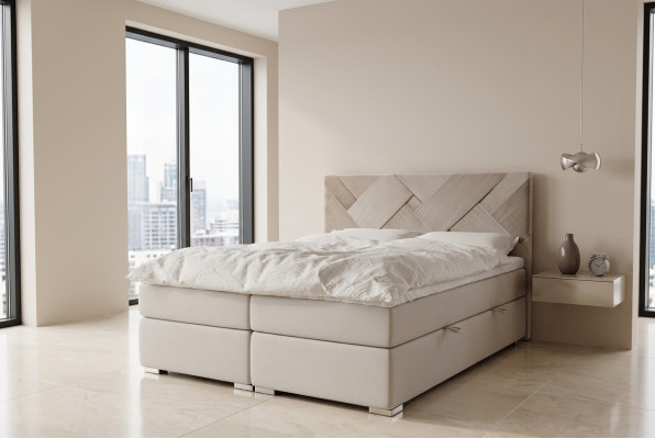 Boxspring gultas viesnīcai Divstāvu luksusa gultas Ar polsterētiem gultas kastes funkciju 140x200cm