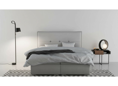 Boxspring gulta viesnīcai divvietīga tekstila grijs luksusa gultas polsterētais gultas kastes funkcija