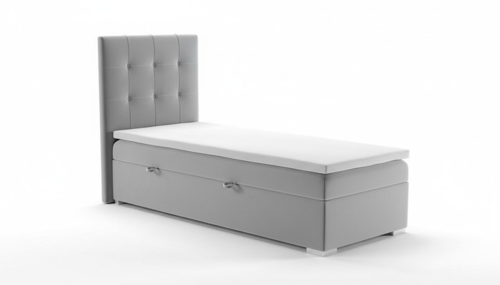 Luksusa Boxspring gulta viesnīcas gultas mēbeles ar polsterējumu un gultas kasti, 90x200 cm, pelēks, jauns