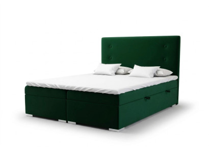 Boxspring gulta viesnīcai Dubultā komplektā ietilpst matracis, matrača virsma, gultas funkcija un kaste.