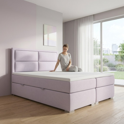 Boxspring gulta, viesnīcas divguļamais komplektēts komplektā ar virsmaizi matraci gultu funkcijas kastē.
