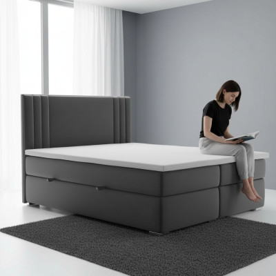 Boxspring gulta Dubultā viesnīcas komplekts Ar matraci un uzgalu Gultas funkciju kaste