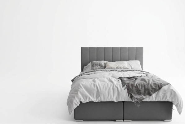 Boxspring gulta viesnīcas divguļamā gulta dizaina apmetuma kastes funkcija pelēka