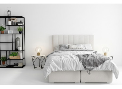 Boxspring gulta viesnīcai Dubultā luksusa gultas atslēga ar polsteriem un funkciju Beža krāsā, jauna