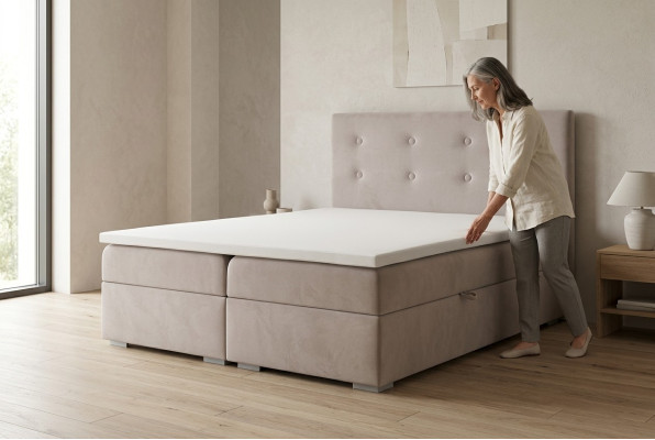 Gulta kastes funkcija Boxspring viesnīca divvietīga komplektēta matraču augšdaļa gultas.