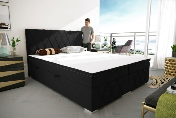 Boxspring gultas viesnīcas divvietīgs luksusa gultas materiālu skapī ar funkciju 180x200cm.