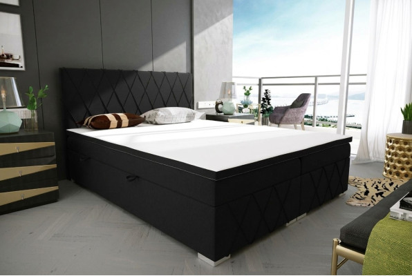 Boxspring gultas viesnīcas divvietīgs luksusa gultas materiālu skapī ar funkciju 180x200cm.