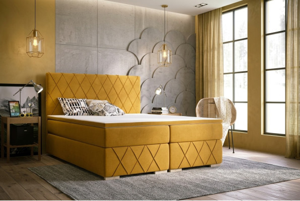 Boxspring gulta Komplektēts komplekts - Matracis un uzgrieznis, luksusa polsteris 160x200cm Jauna gulta