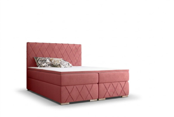 Pilna komplekta matracis un topers "Boxspring" gulta rozā apdare 180x200cm, jauns.