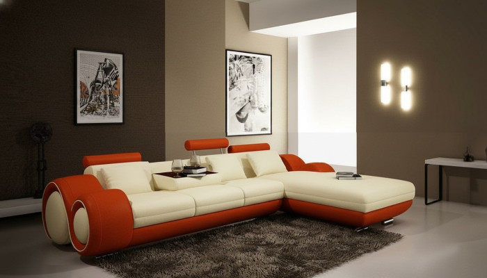 Ādas dīvāns ar USB dzīvojamās istabas stūra dīvāns stūrains komplekts Moderns dizains Sofa A1163E